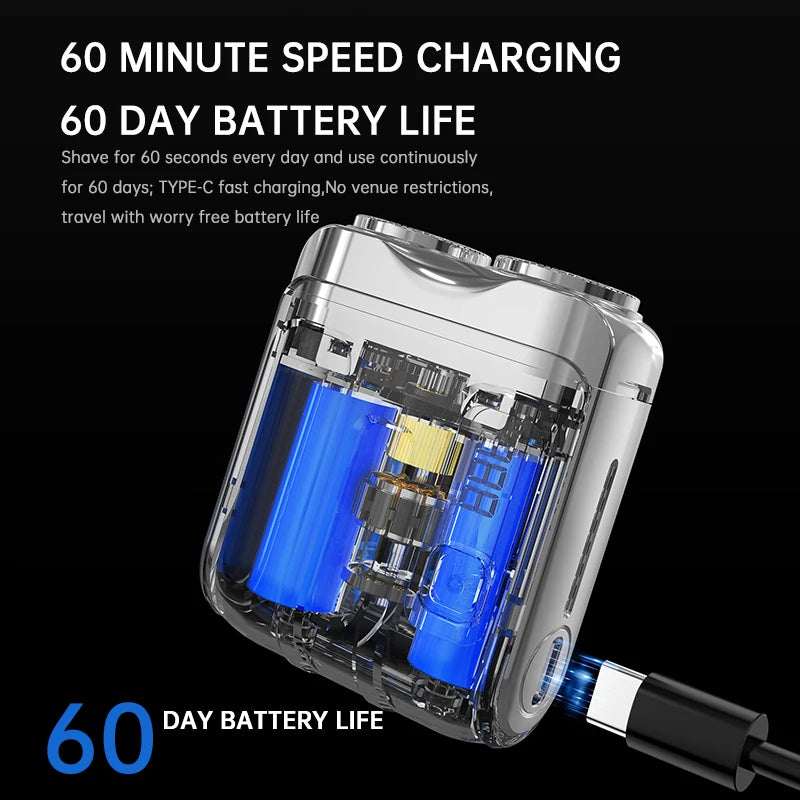 Mini Rasoir Électrique Rechargeable - Double Lame, Écran Digital